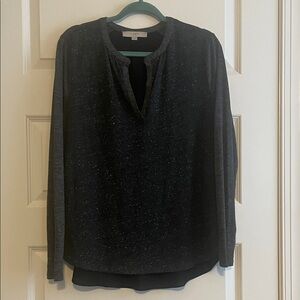 LOFT Women's Charcoal Long Sleeve Blouse